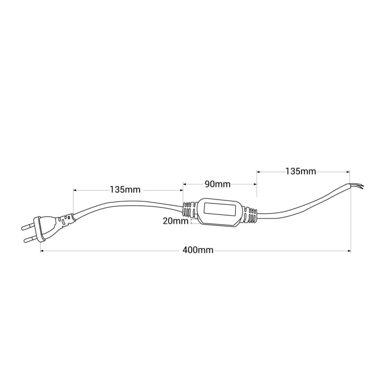 Current rectifier cable for 220V AC COB LED strip - IP67