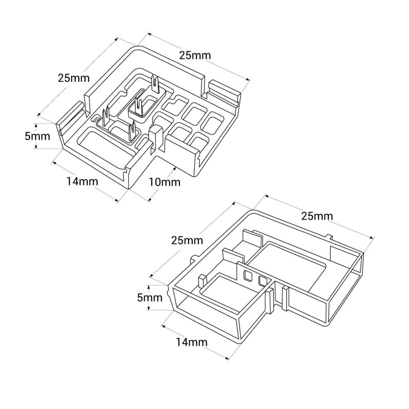 Corner watertight connector - 220V COB LED strip - 2 pins - 12mm strip - IP67