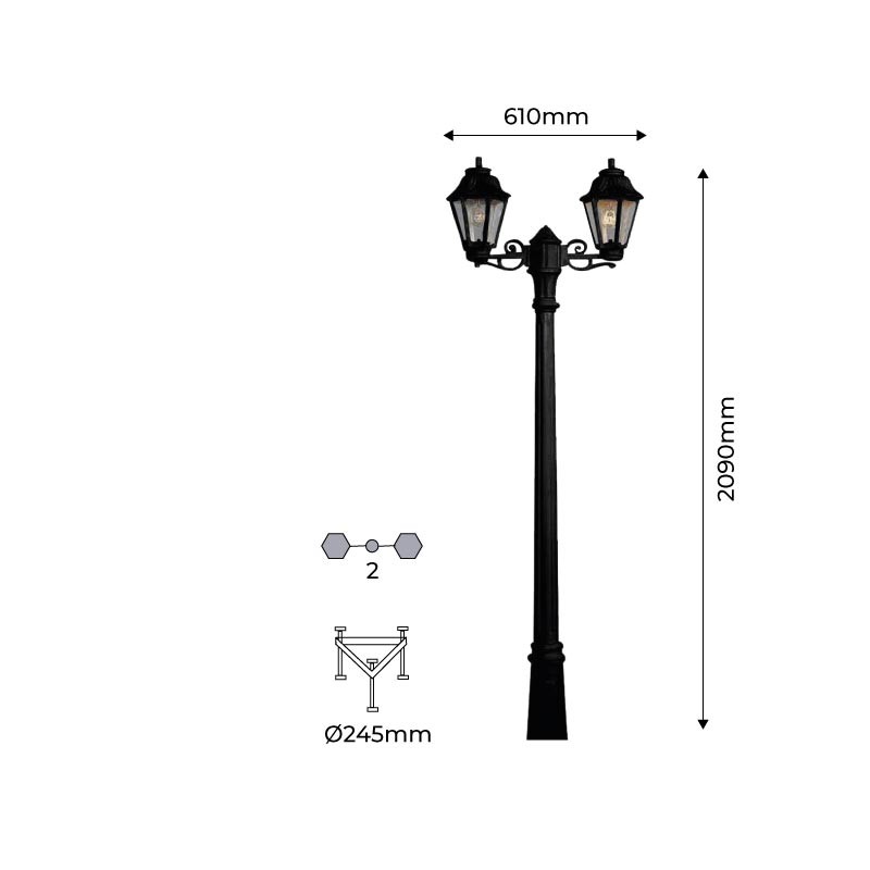 FUMAGALLI "Gigi Bisso/Anna" outdoor double street lamp - 2x E27 - CCT - IP55