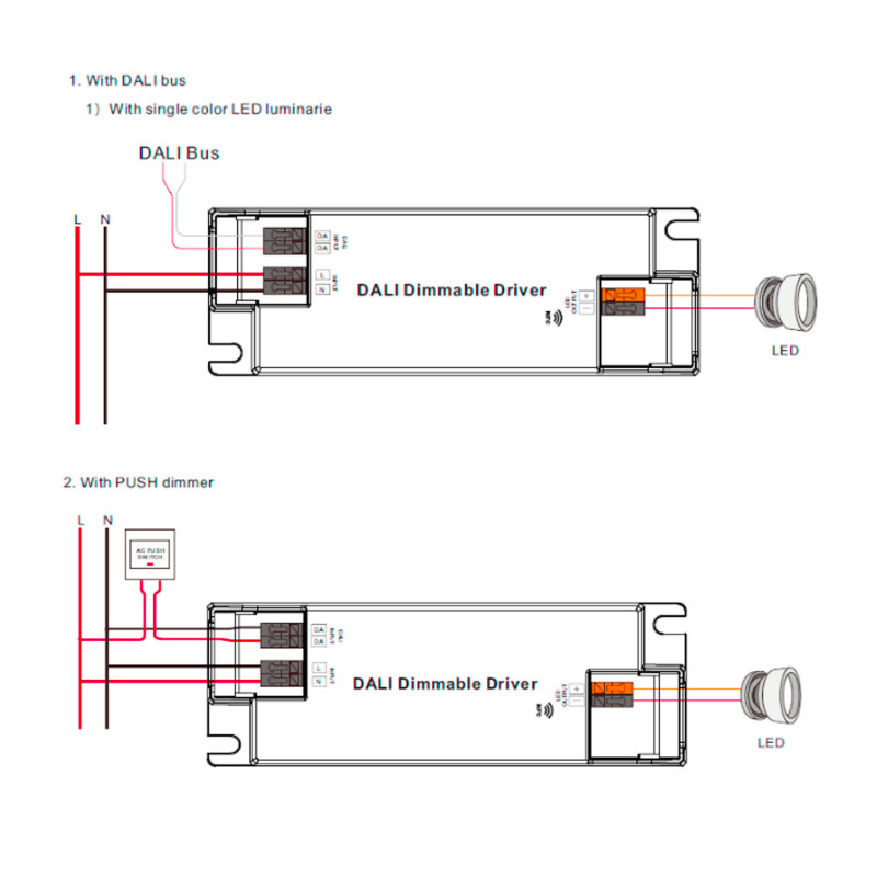 DALI Dimmable DT6 Single color driver 220-240V - Output 3-42V DC - 10W (100-500mA)