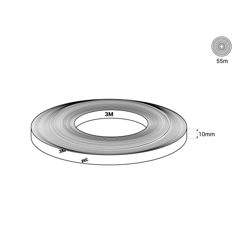 3M Adhesive Tape for 10mm LED Strip - Double sided - IP20 - 55m