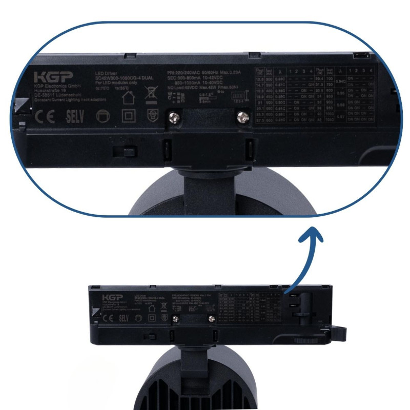 CCT LED 3-phase track spotlight - 40W - CRI 90 - KGP Driver- White