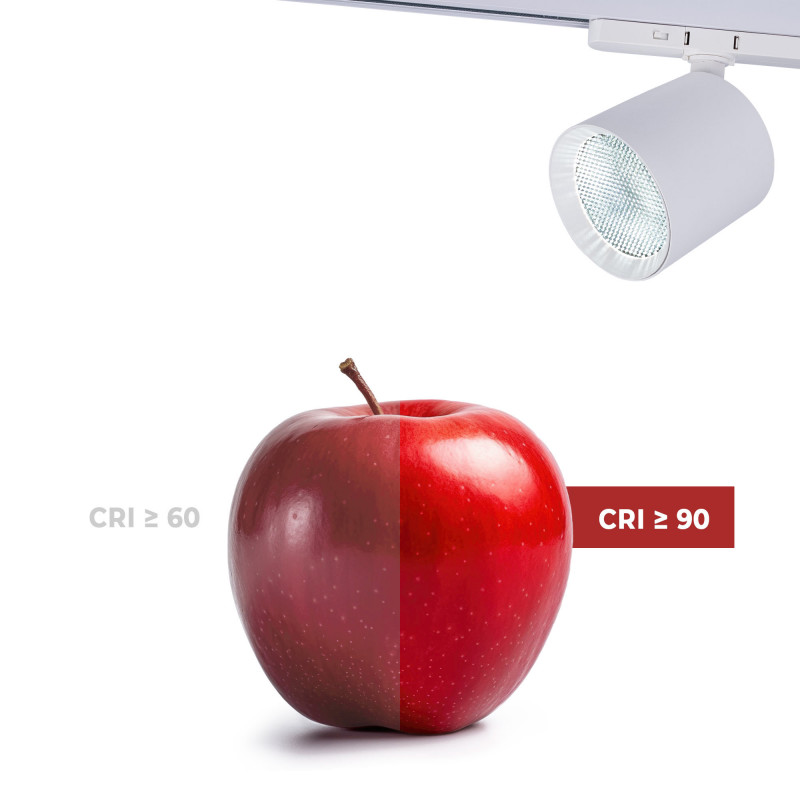 CCT LED 3-phase track spotlight - 40W - CRI 90 - KGP Driver- White