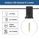 Solar string lights - 25 E10 LED Filament Bulbs - IP44 - 9.2 meters