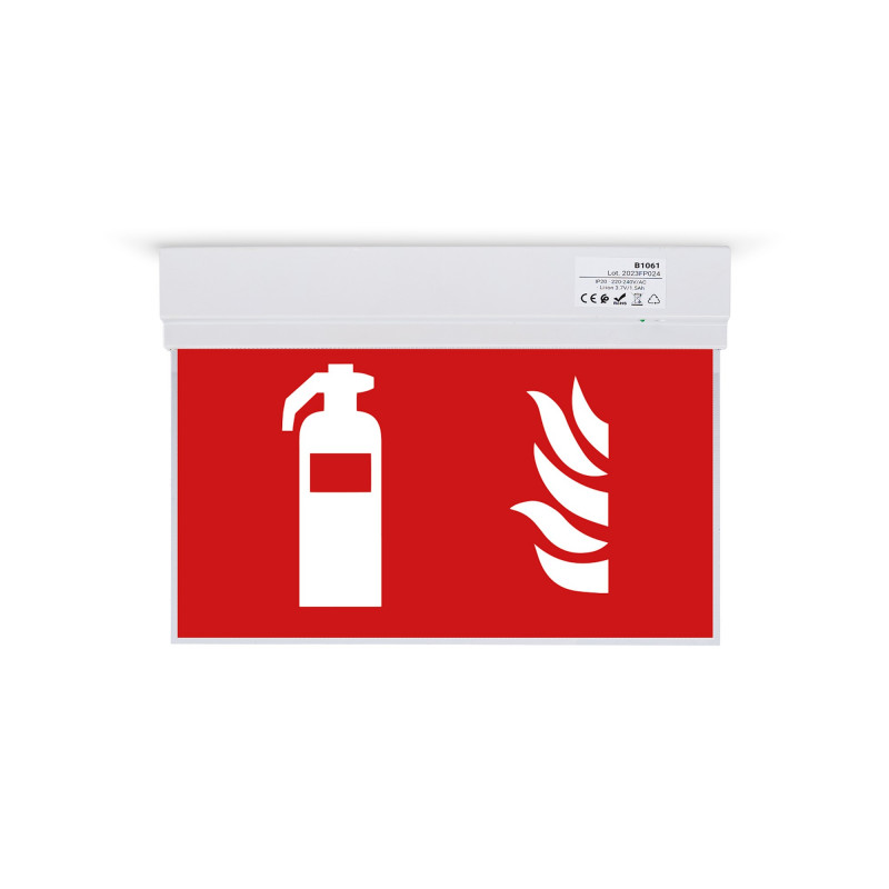 Permanent emergency light with "Fire extinguisher" pictogram