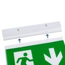 Luz de emergencia permanente con cartel "Salida de Emergencia"