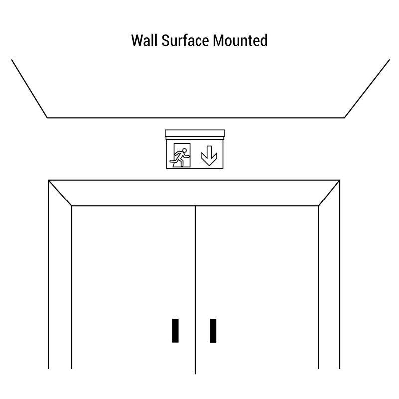 Permanent emergency light with "Side arrow" pictogram