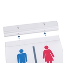 Recessed permanent emergency light with "Toilets" pictogram
