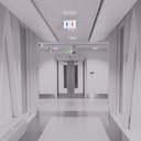 Recessed permanent emergency light with "Toilets" pictogram
