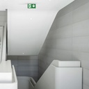 Recessed permanent emergency light with "Down arrow" pictogram