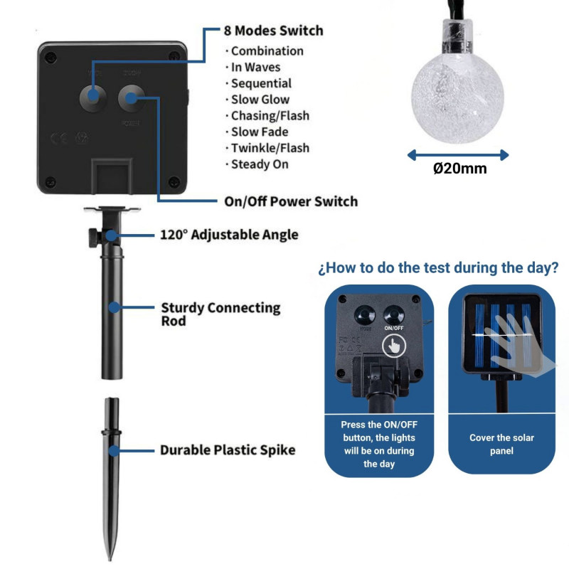 Solar string lights "Fairy Light" - IP44 - 11 meters