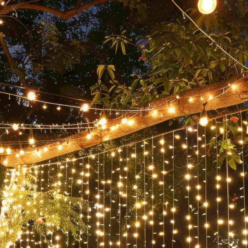 LED Curtain lights - 1.5m x 90cm - 100 lights - Cool white