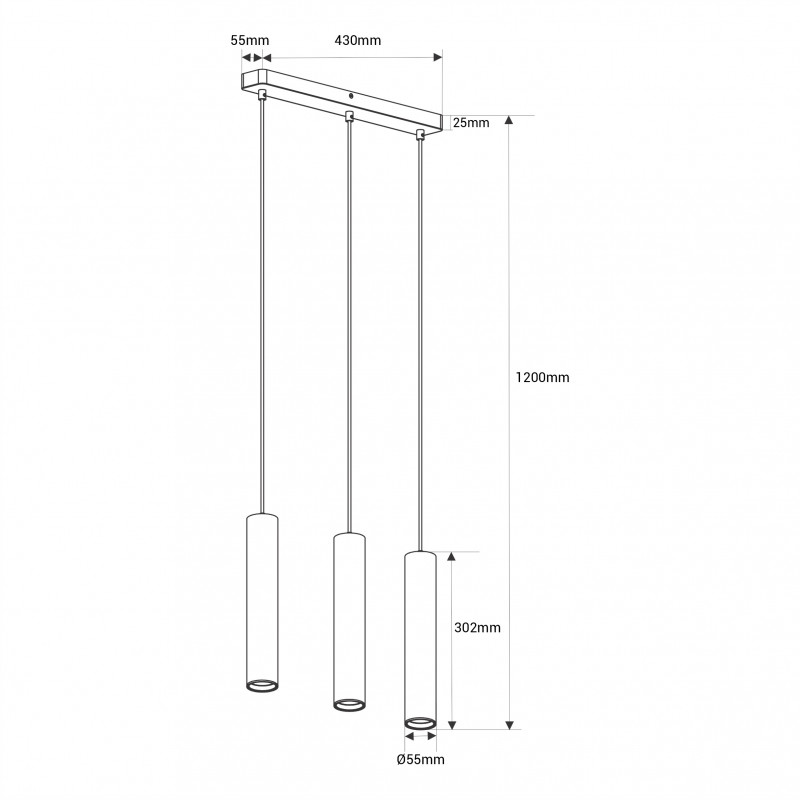 Minimalist triple pendant light "Bila 3" - GU10
