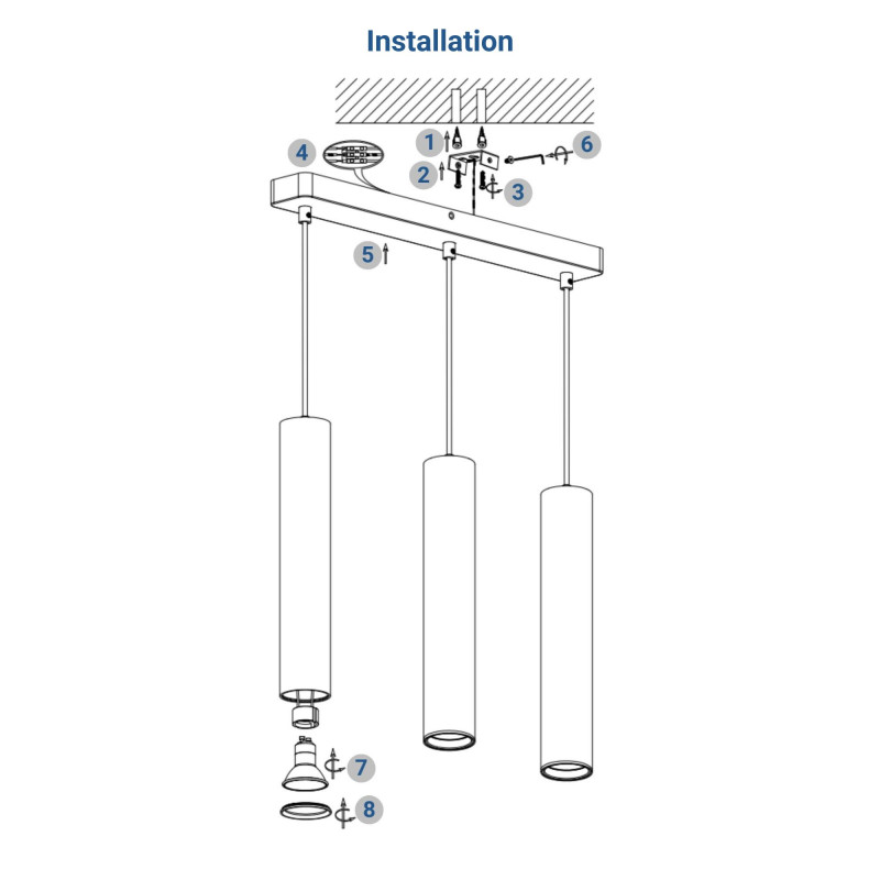 Minimalist triple pendant light "Bila 3" - GU10