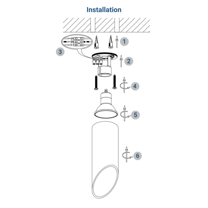Beveled aluminum ceiling light "Malvi" - 15cm - GU10