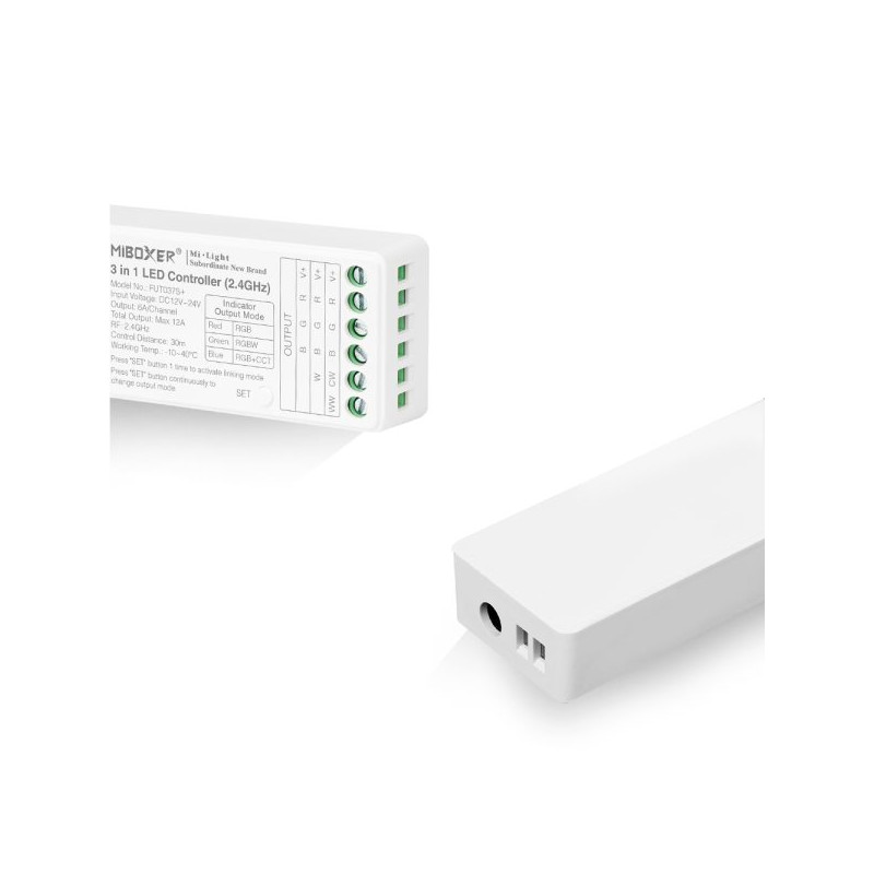 3 in 1 LED strip controller - RGB - RGBW - RGB+CCT - 12/24V DC - 2.4G - MiBoxer - FUT037S+