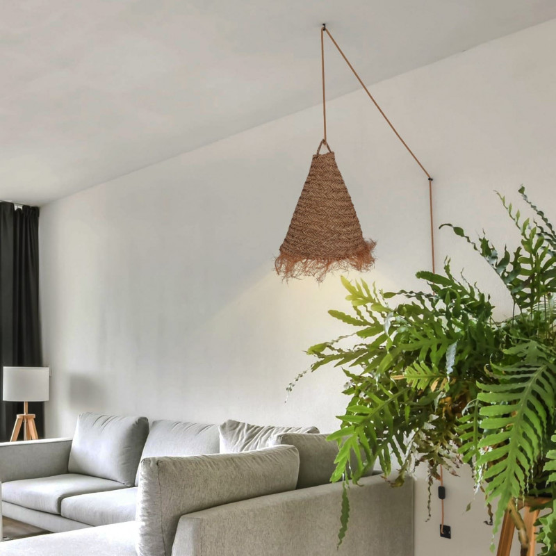Plug-in natural fiber pendant lamp "NAM XL"