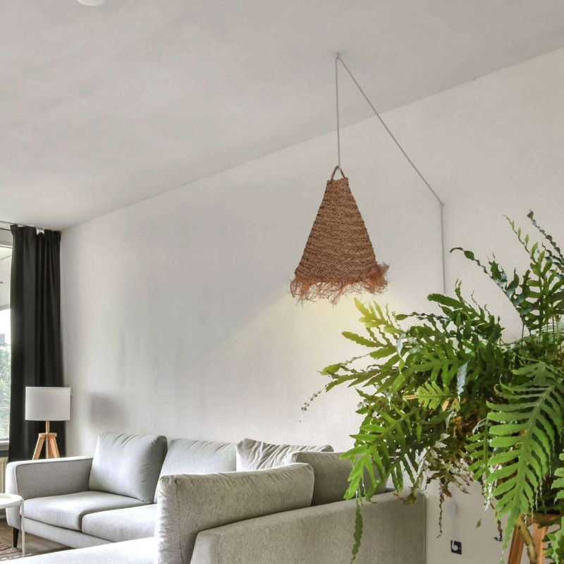 Plug-in natural fiber pendant lamp "NAM XL"
