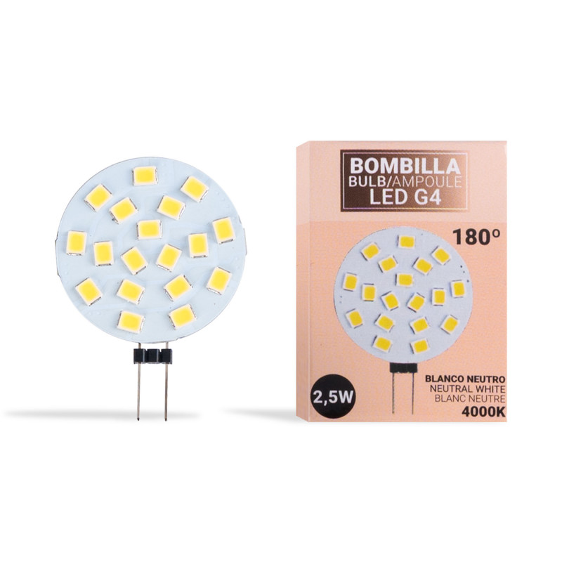 LED G4 bi-pin round flat bulb - 12V AC/DC - 2.5W