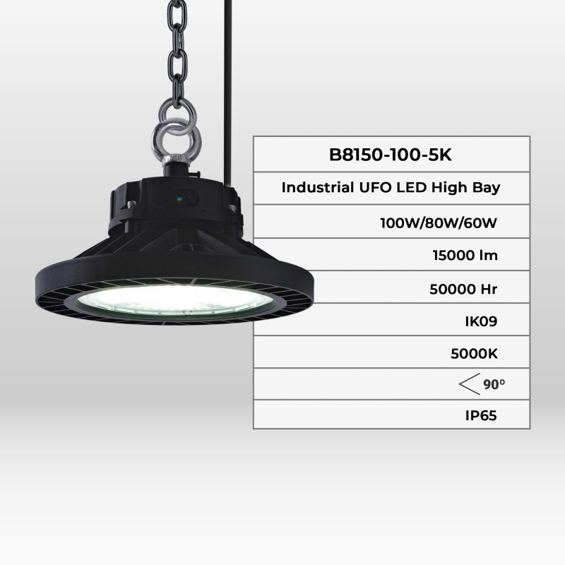 LED High Bay Light - 100W - PHILIPS Lumileds - LIFUD Driver - 5000K - IP65 - 5 years warranty