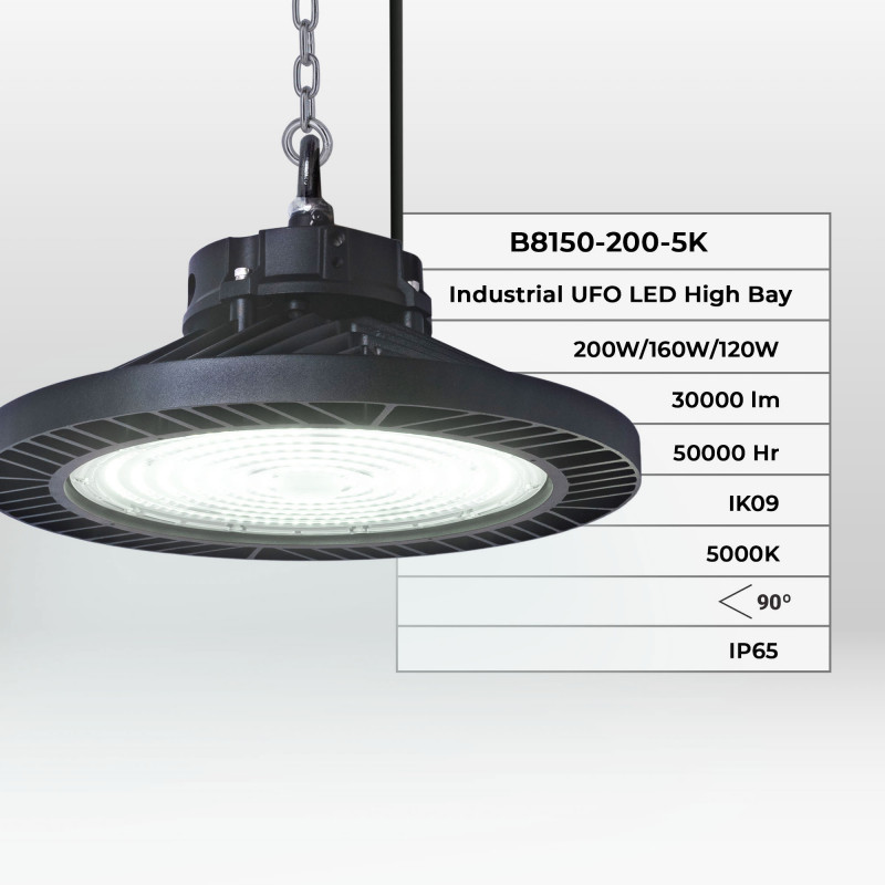 LED High Bay Light - 200W - PHILIPS Lumileds - LIFUD Driver - 5000K - IP65 - 5 years warranty