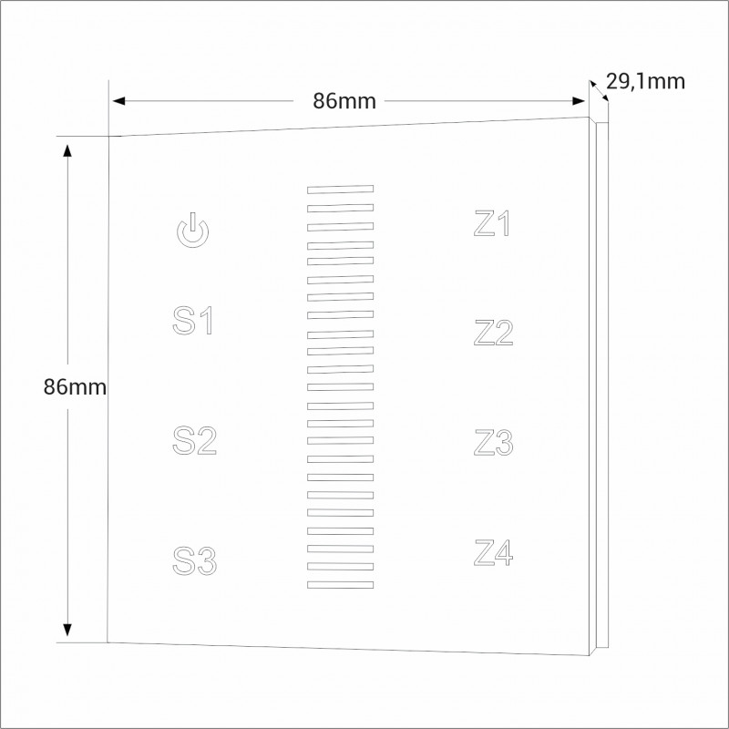 "Sunricher" Touch control panel - 4 zones - Single color - Perfect RF