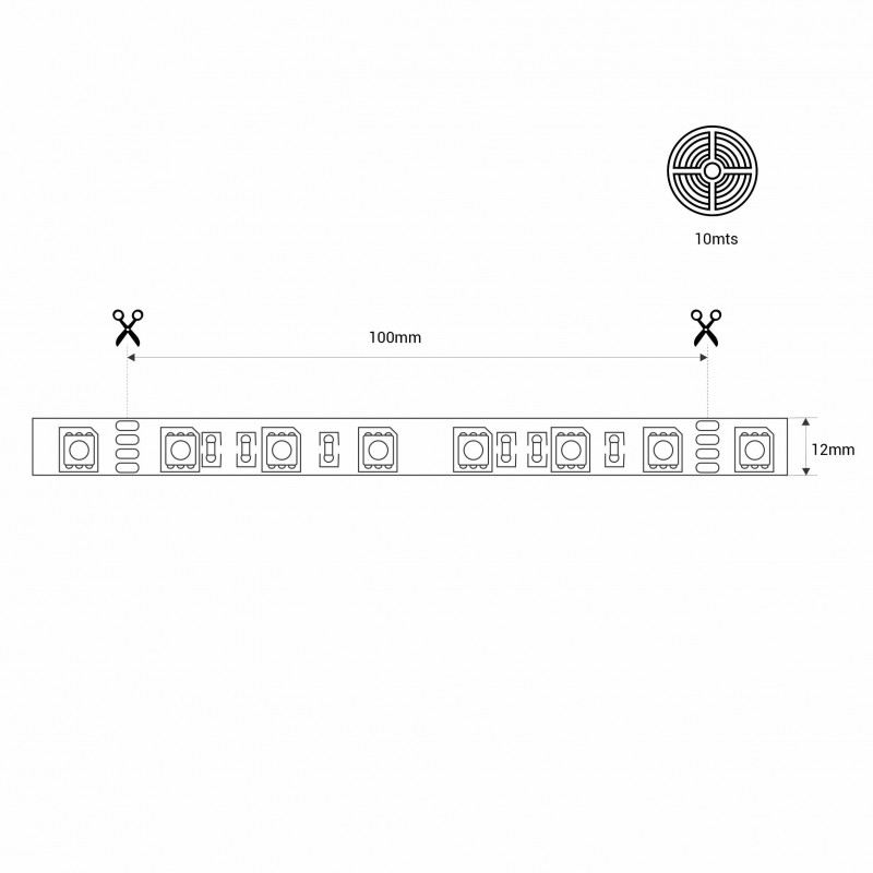 Submersible 24V DC LED Strip - RGB - 14.4W/m - 12mm - IP68 - 10 metres - 60LED/m