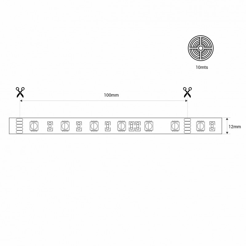 Submersible 24V DC LED Strip - RGBW - 14.4W/m - 12mm - IP68 - 10 metres - 60LED/m