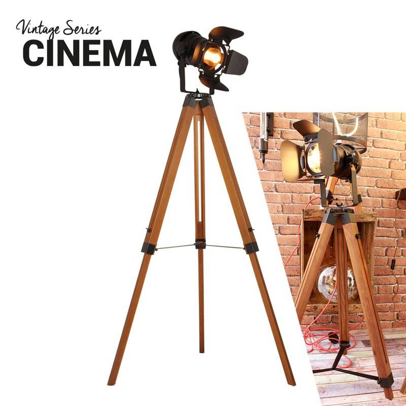 Vintage floor lamp with tripod "CINEMA" 139cm