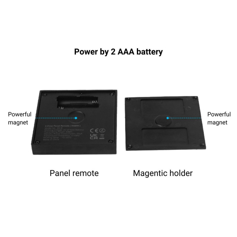 RGB and RGBW touch control panel - 4 zones - Black - MiLight