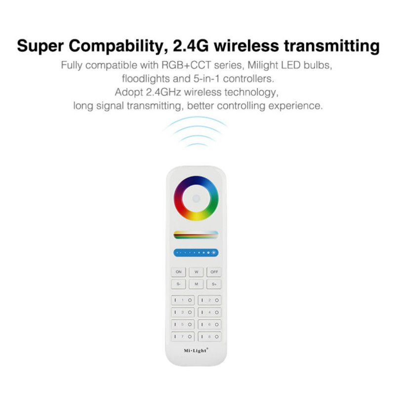 LED RGB + CCT Remote control - 8 Zones - BLACK - FUT089B - MiLight