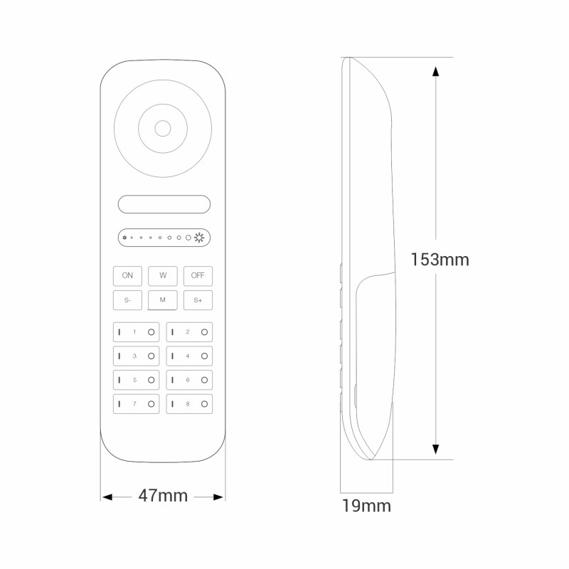 LED RGB + CCT Remote control - 8 Zones - BLACK - FUT089B - MiLight