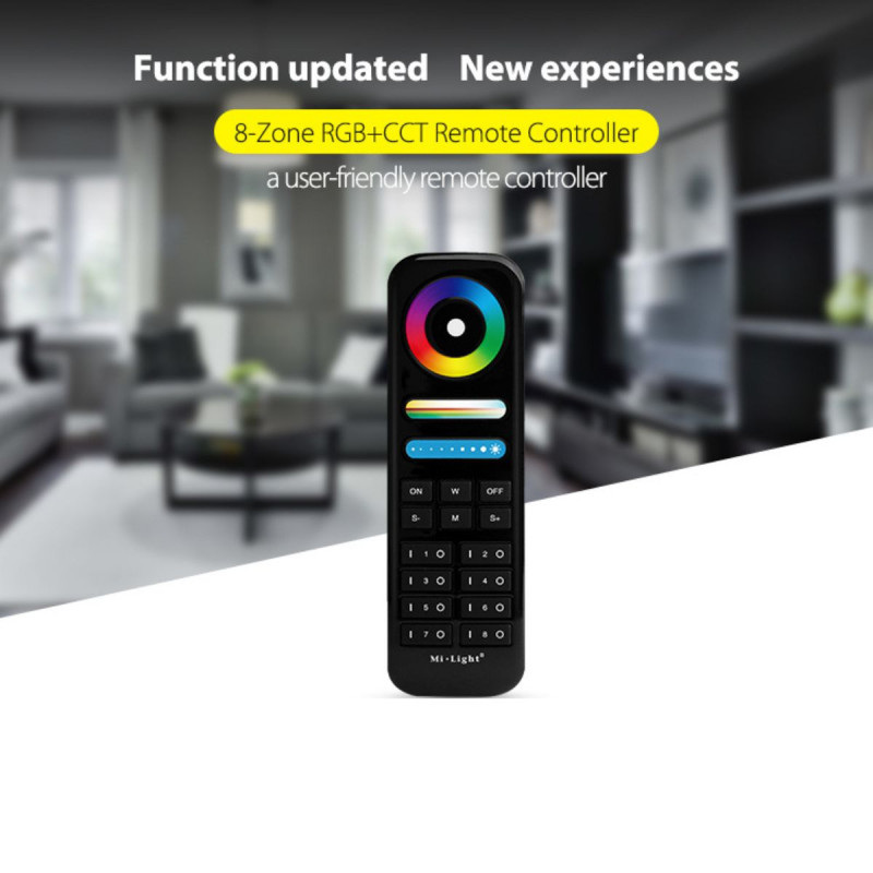 LED RGB + CCT Remote control - 8 Zones - BLACK - FUT089B - MiLight