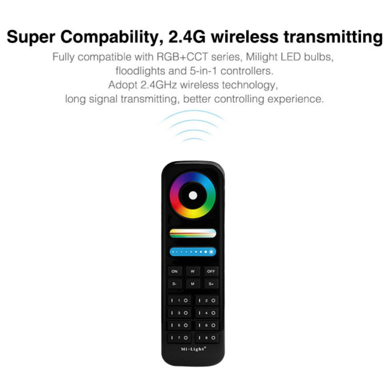 LED RGB + CCT Remote control - 8 Zones - BLACK - FUT089B - MiLight