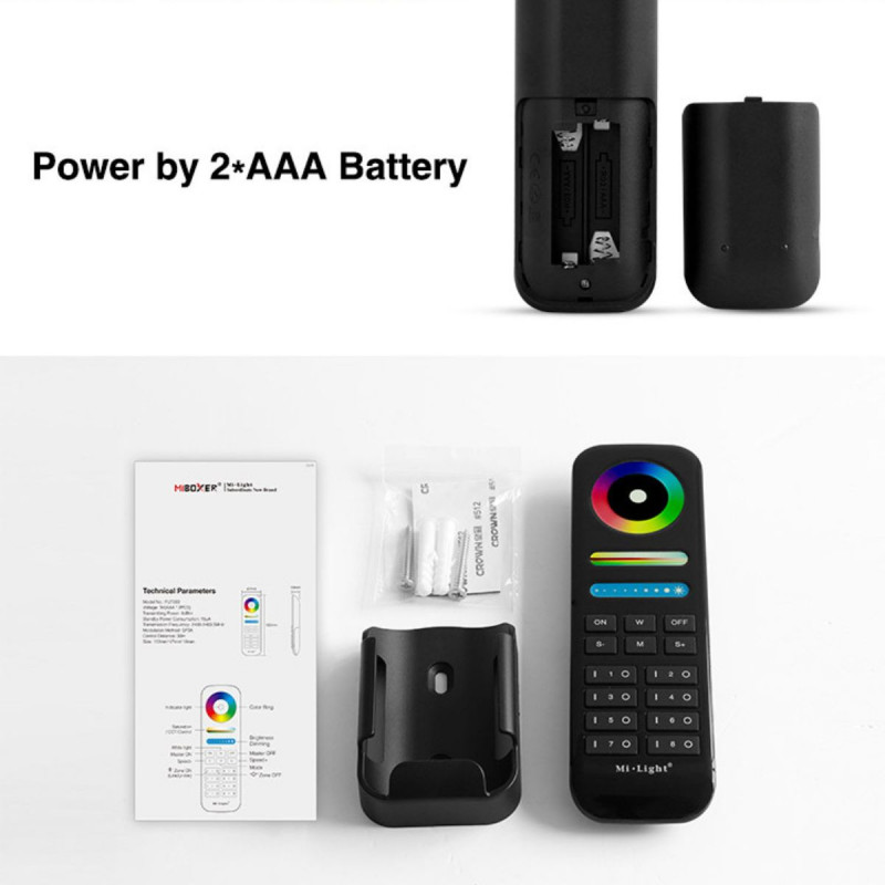 LED RGB + CCT Remote control - 8 Zones - BLACK - FUT089B - MiLight