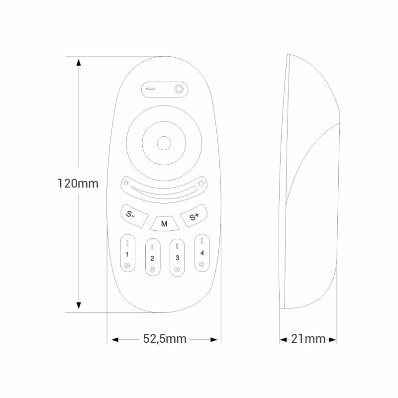 RGBW LED remote control - 4 Zones - BLACK - FUT096B - Mi-Light