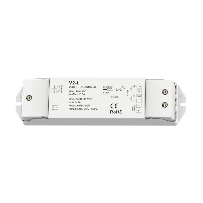 CCT Controller 12-48V DC - 16A (8A/channel) - RF 2.4G - PUSH dimmer - Skydance