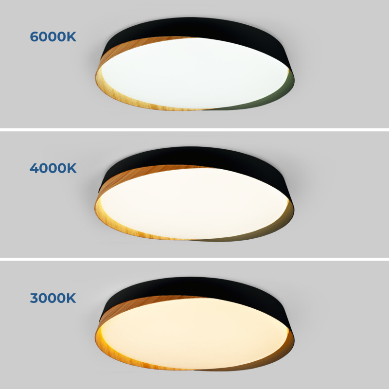 CCT LED 24W ceiling light - Wood effect - ø40cm - IP22