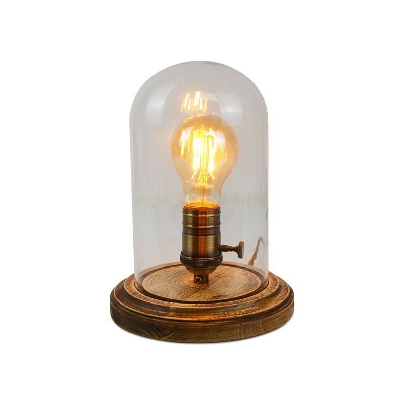 Glass and wood table lamp "TULE".