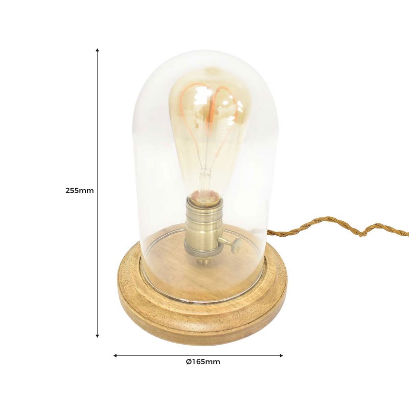 Glass and wood table lamp "TULE".