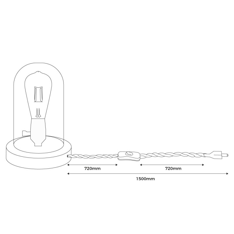 Glass and wood table lamp "TULE".