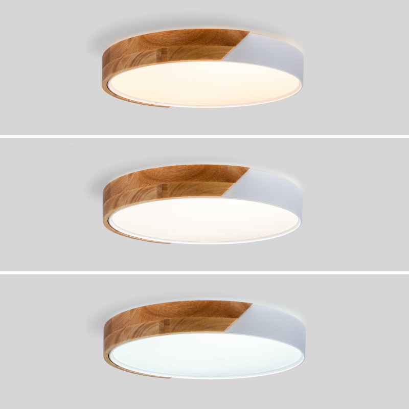 CCT LED 24W Ceiling Light - Wood and Polycarbonate - ø40cm - IP22