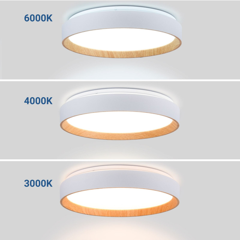 CCT LED 24W Ceiling light - Wood Effect - Ø40cm