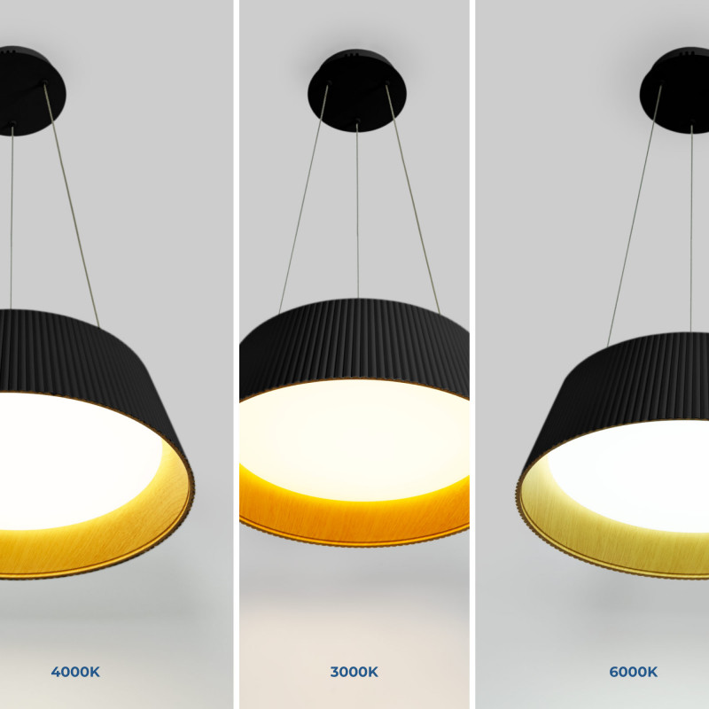 CCT LED Pendant Lamp - 24W - Wood effect - ø46cm