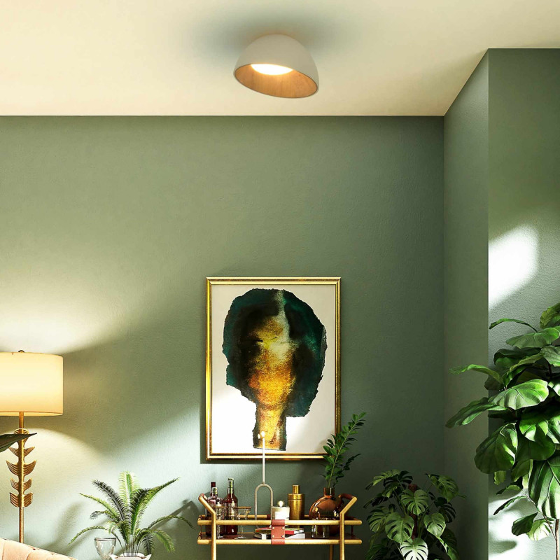CCT LED slant ceiling light - 12W - Wood effect - ø35cm