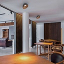 CCT LED slant ceiling light - 12W - Wood effect - ø35cm