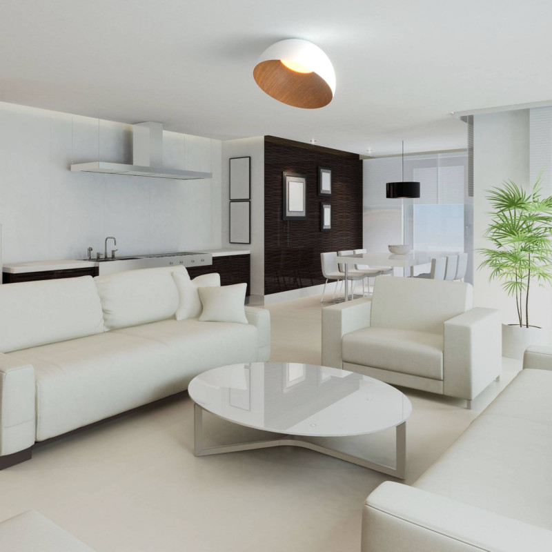 CCT LED slant ceiling light - 24W - Wood effect - ø50cm