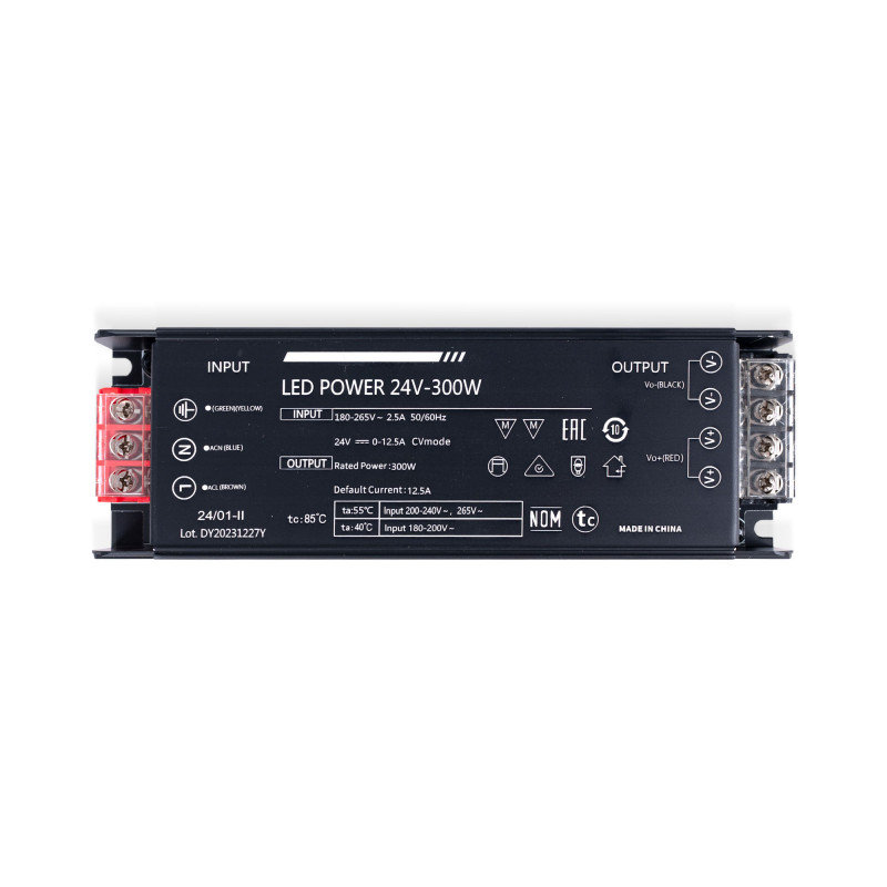 Slim power supply - 300W - 24V - 12.5A - High Efficiency - IP20