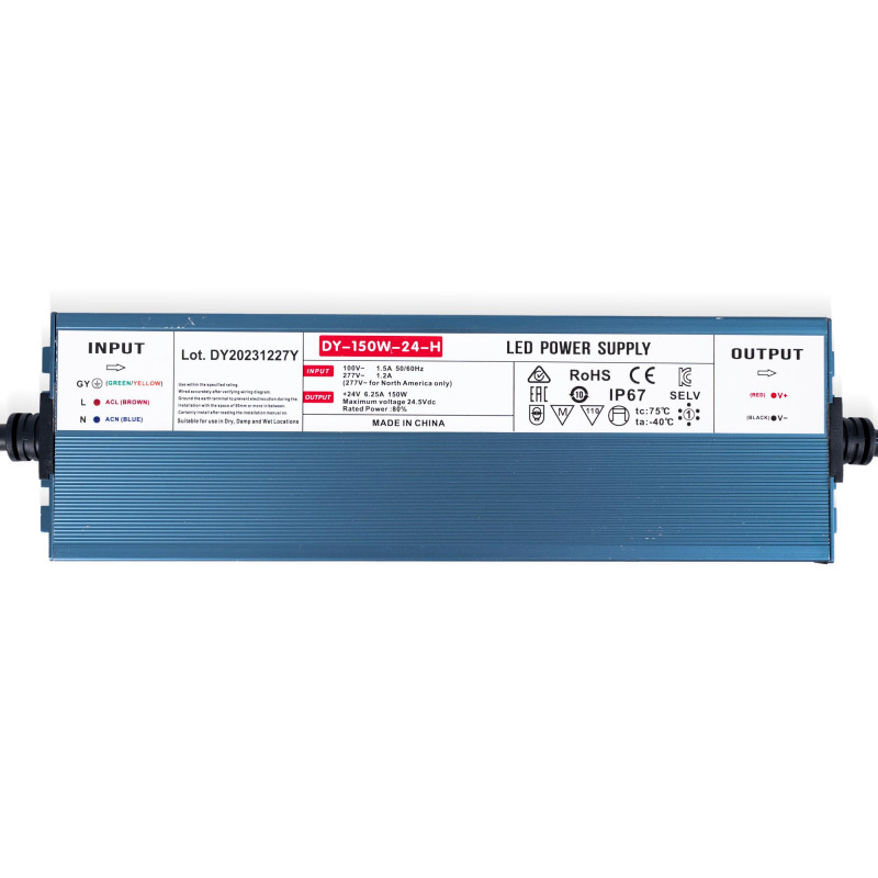Waterproof Slim power supply - 150W - 24V - 6.3A - IP67
