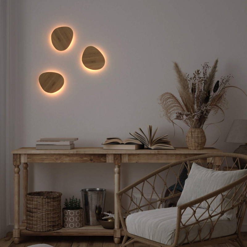 Wooden wall light "Eclipse 3" - 8W - Warm light
